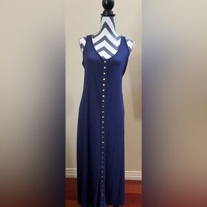 NWOT Rachel Pally Long Navy Sleeveless Maxi Dress with front buttons  (Size S)